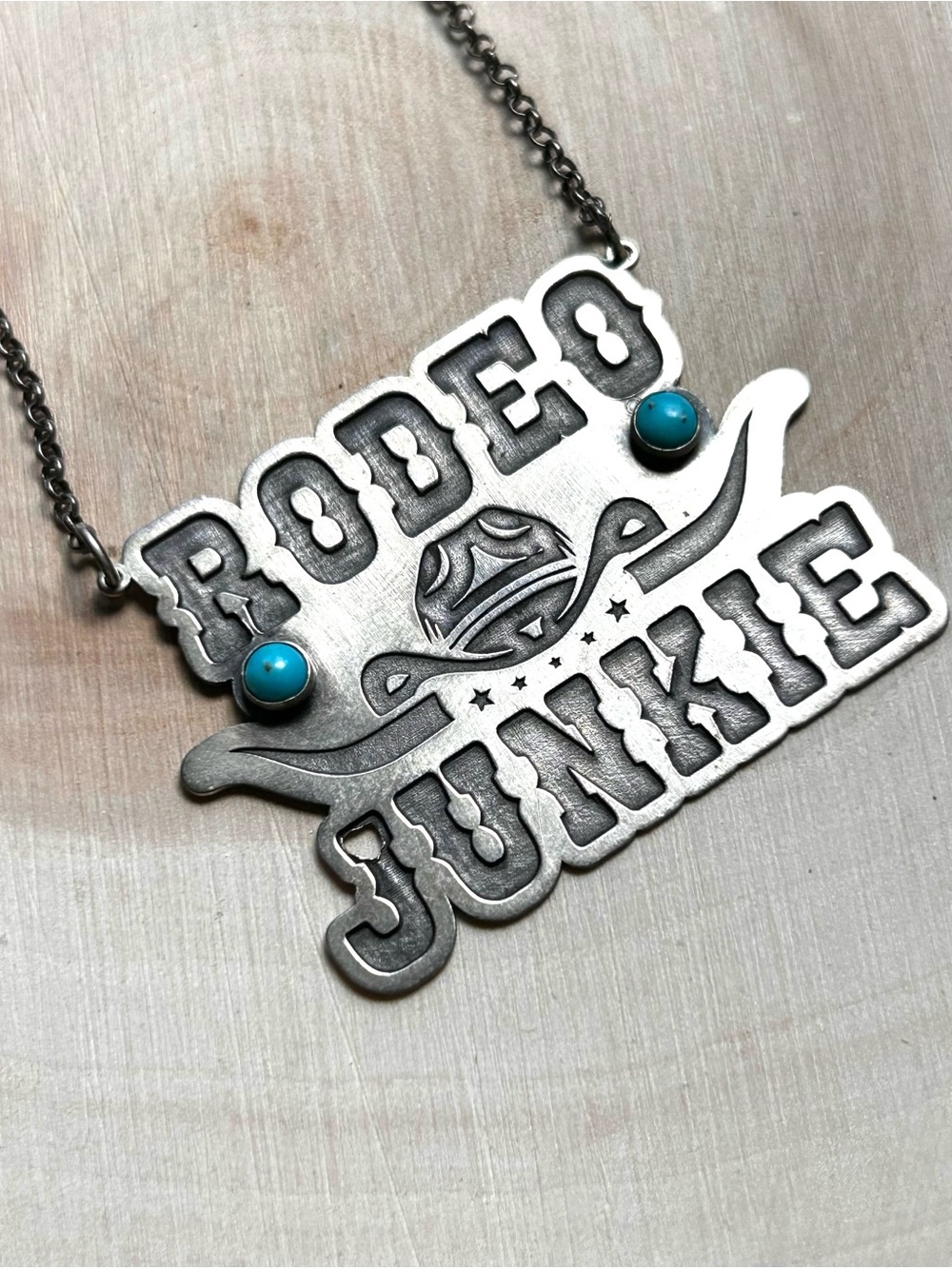 Rodeo Junkie 925 Sterling Silver Statement Necklace with Turquoise.